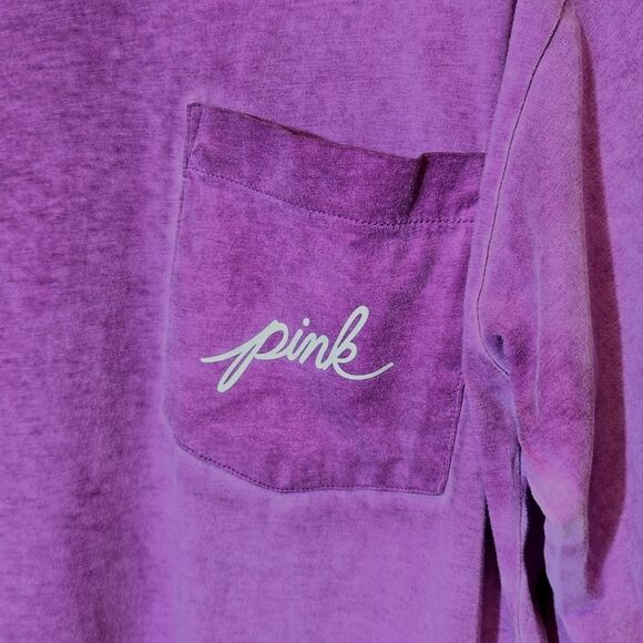 PINK Victoria's Secret Vintage Wash Long Sleeve Pocket Tee Size Large Oversized - Picture 5 of 8